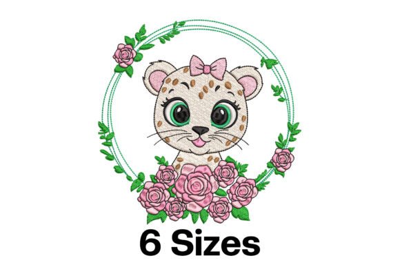 Cute Leopard with Flower Wreath