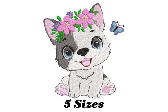 Cute Puppy with Flower Embroidery Review
