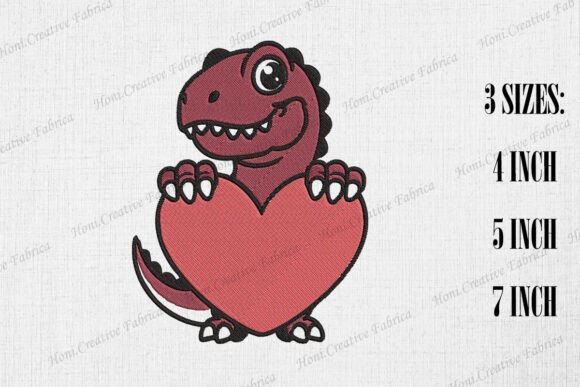 Cute T-rex Dinosaur Peeking from Heart